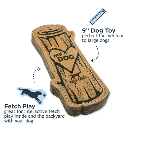 Natural Leather + Wool "I Love My Dog" Log