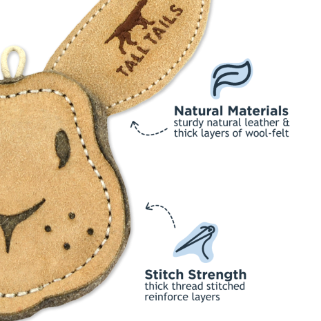 Natural Leather + Wool Scrappy Rabbit Dog Toy