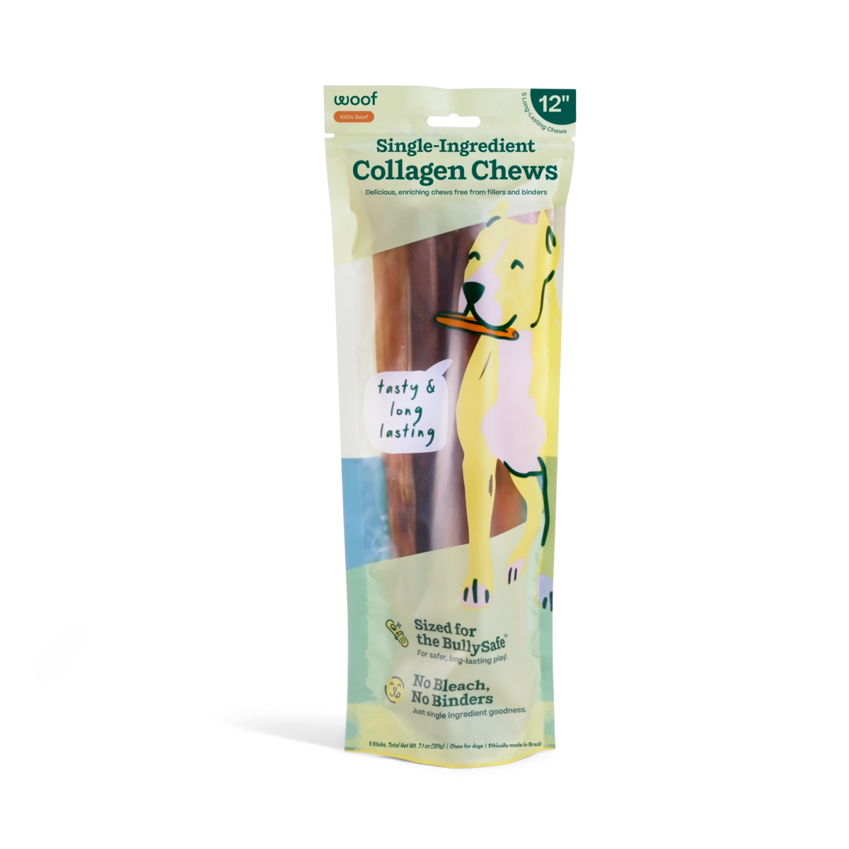 12" 100% Pure Collagen Sticks - 5 Pack