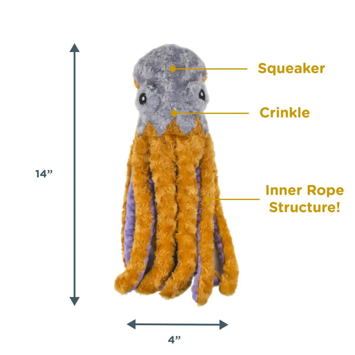 Octopus Plush Toy with Rope Body