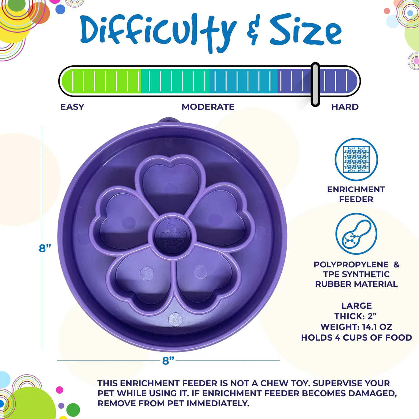 Purple Flower Slow Feeder Dog Bowl