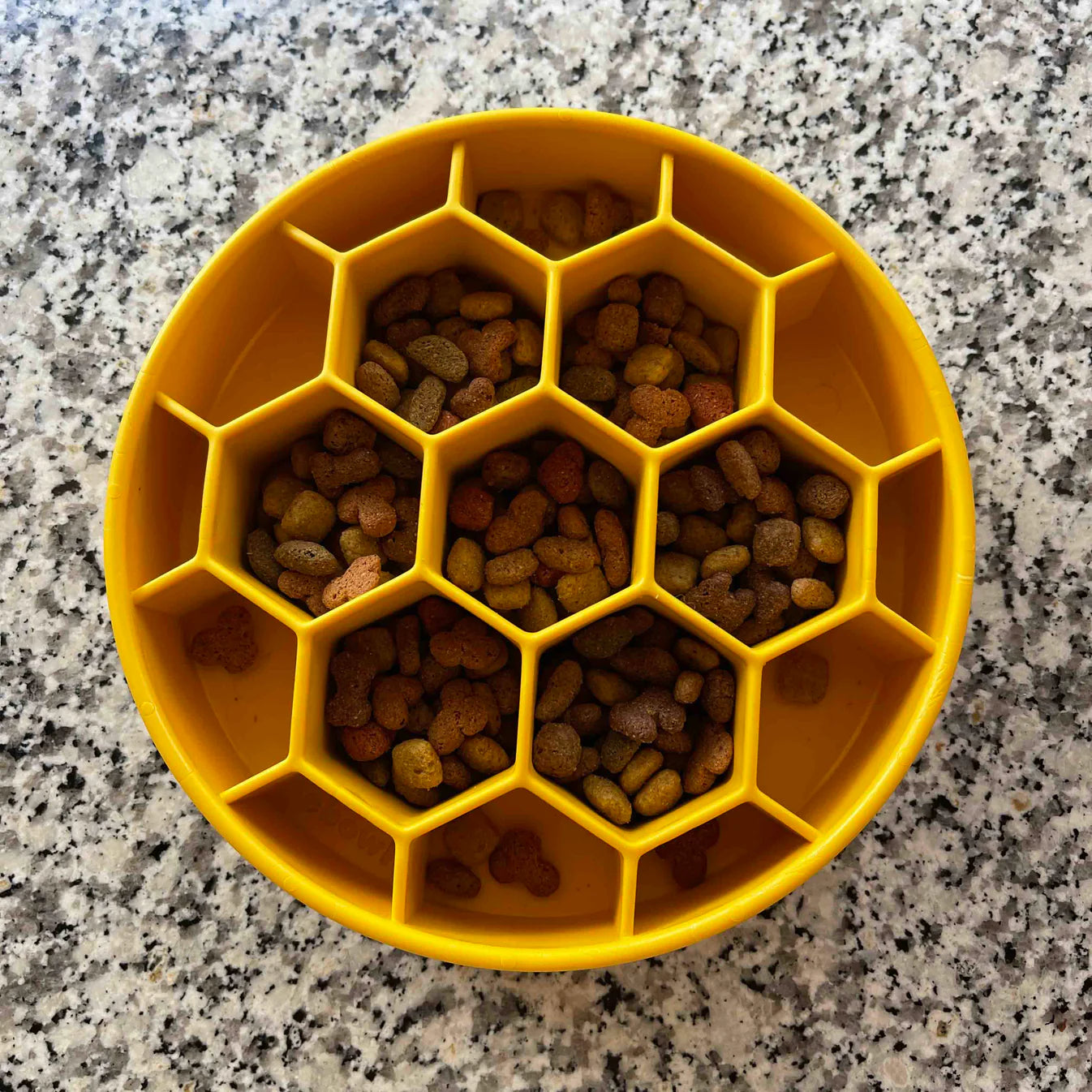 Yellow Honeycomb Slow Feeder Dog Bowl