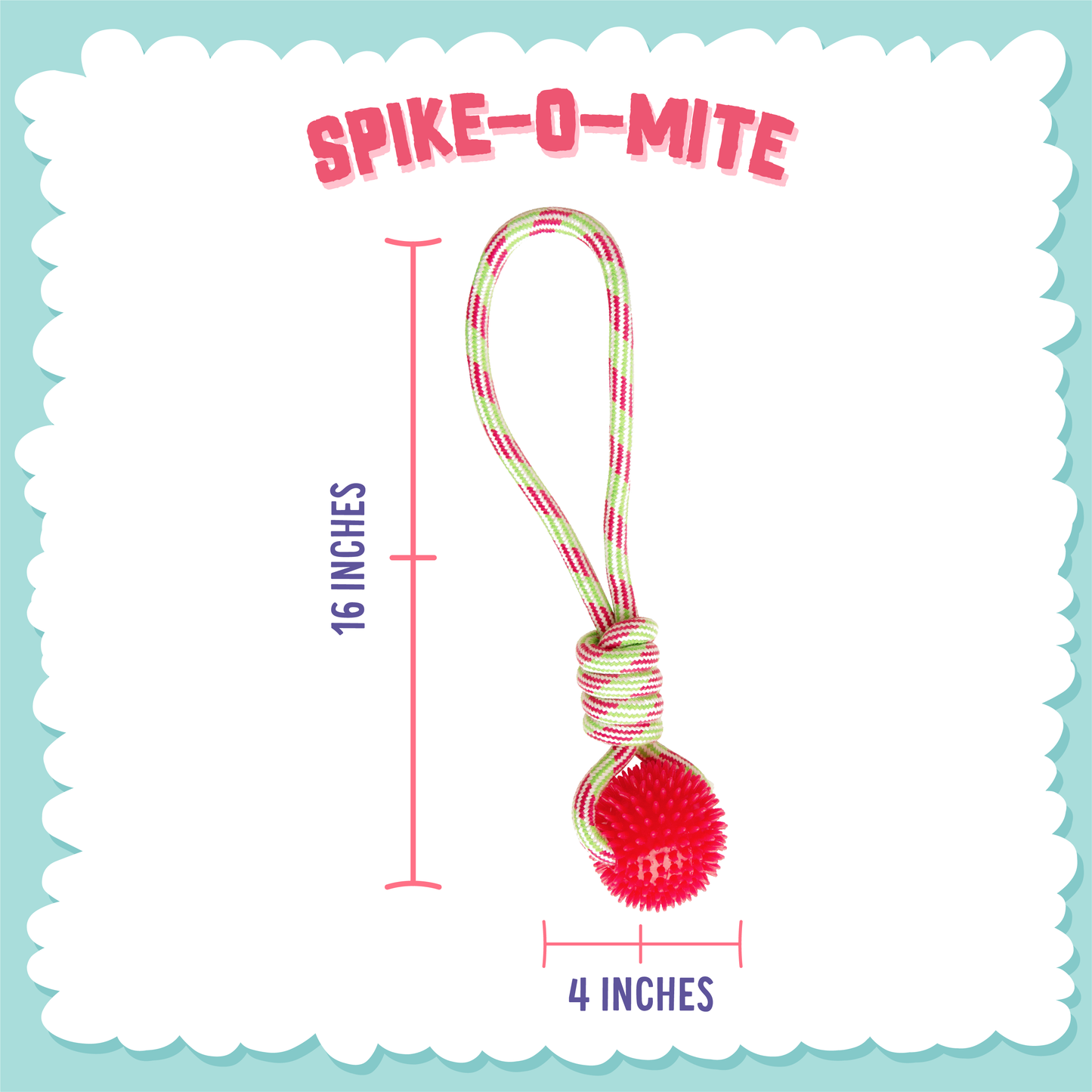 SnugArooz SpikeOMite Rope Dog Toy Assorted Colors 16"