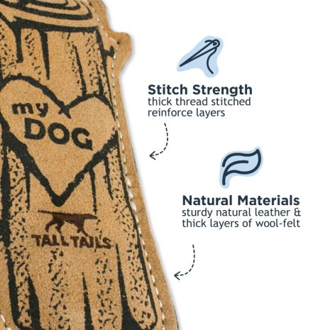 Natural Leather + Wool "I Love My Dog" Log