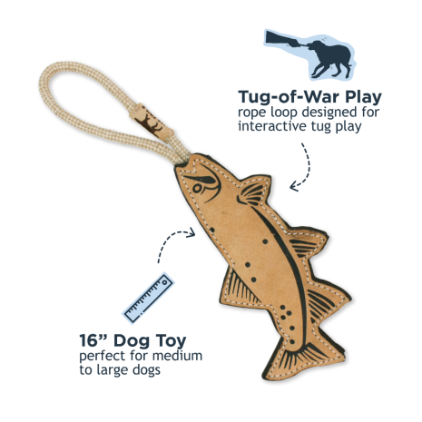 Natural Leather Trout Tug Toy