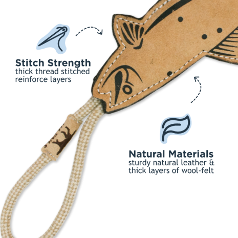 Natural Leather Trout Tug Toy